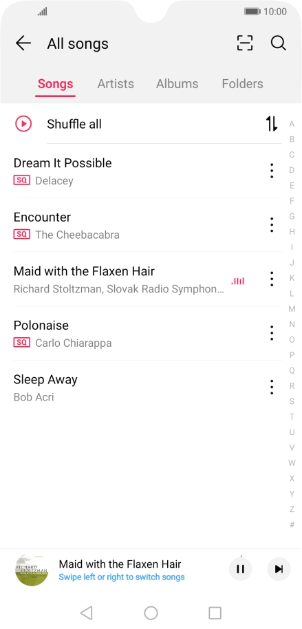 Press the song title at the bottom of the screen.