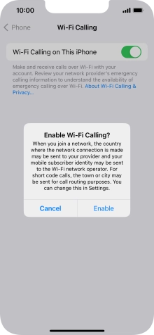 If you turn on the function, press Enable.