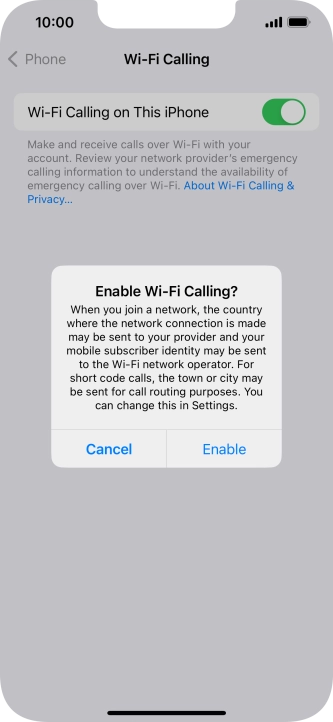 If you turn on the function, press Enable.