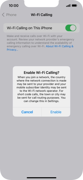 If you turn on the function, press Enable.