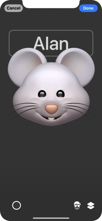 Press the name field and follow the instructions on the screen to select the required font and colour for your name on the Contact Poster.