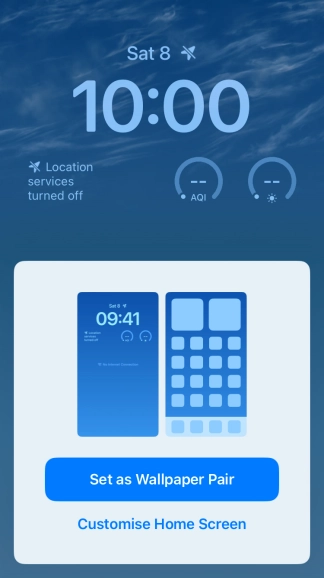 To use the same colour theme on the home screen, press Set as Wallpaper Pair.