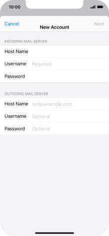 Press Username and key in the username for your email account.