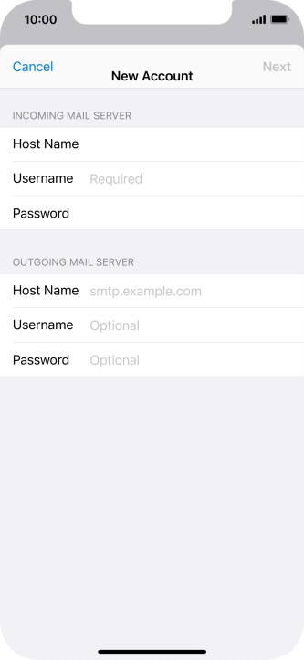 Press Username and key in the username for your email account.