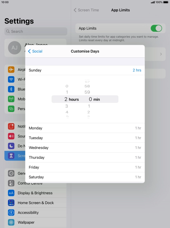 Select the required period.