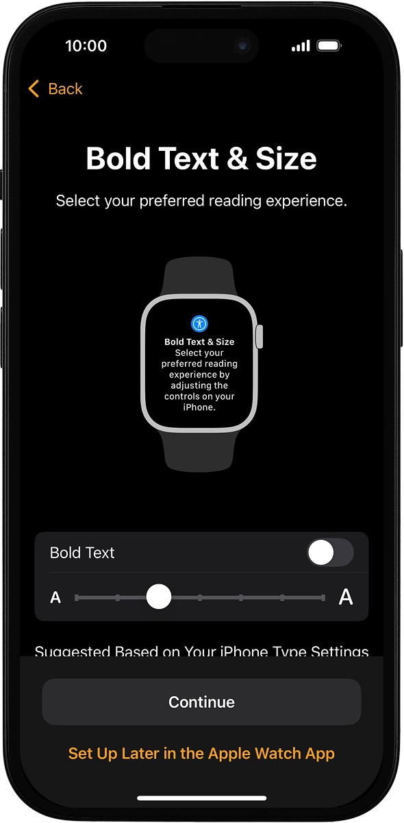 On your phone: Follow the instructions on the screen to select the required settings and press Continue.
