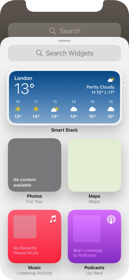 Press the required widget.