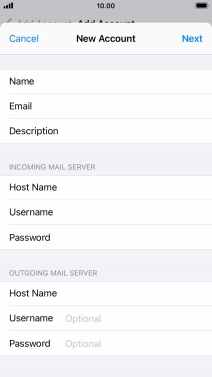 Press Username and key in the username for your email account. Please note that if you're using Vodafone's outgoing server, leave the username field empty.