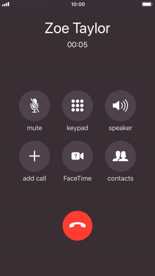 Press the end call icon to end the call.
