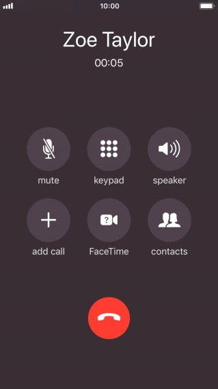 Press the end call icon to end the call.