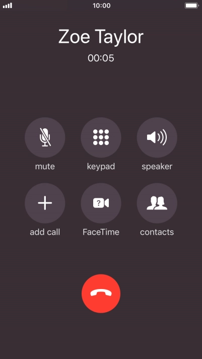 Press the end call icon to end the call.