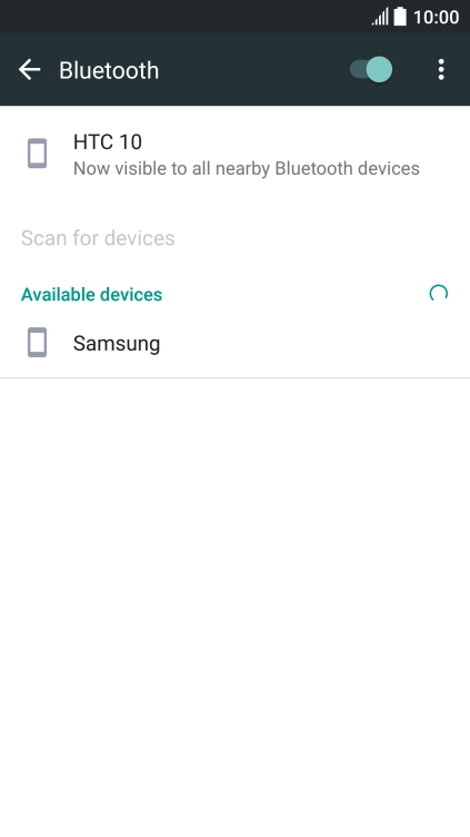 Press the required Bluetooth device and follow the instructions on the screen to pair the device with your phone.