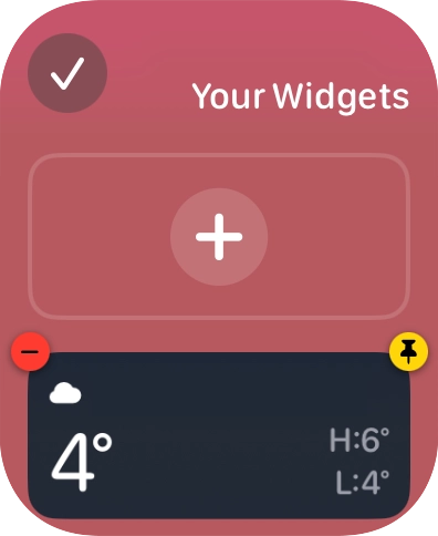 Press the unpin widget icon on the required widget to unpin it from the top of the stack.