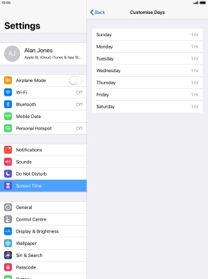 Press the required days.