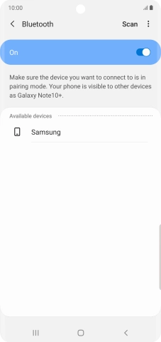 Press the required Bluetooth device and follow the instructions on the screen to pair the device with your phone.