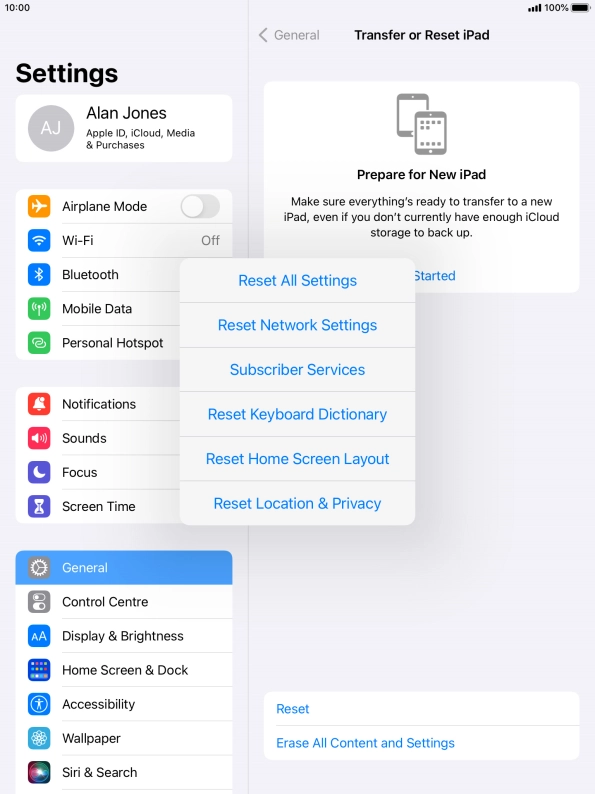 Press Reset All Settings.