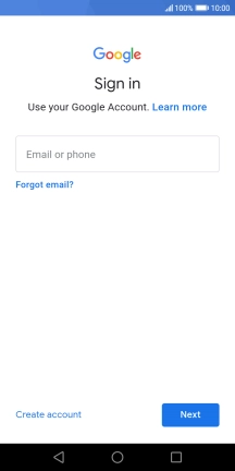 If you don't have a Google account, press Create account and follow the instructions on the screen to create an account.