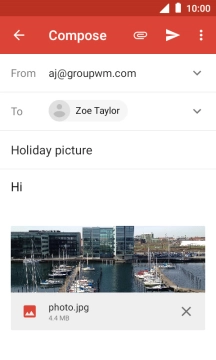 Press the send icon when you've finished your email message.