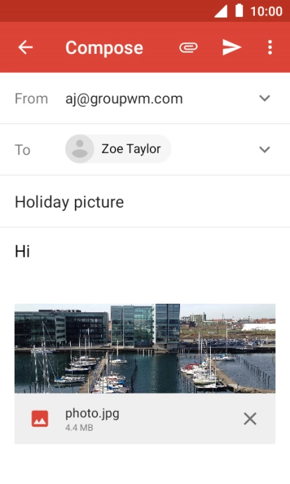 Press the send icon when you've finished your email message.
