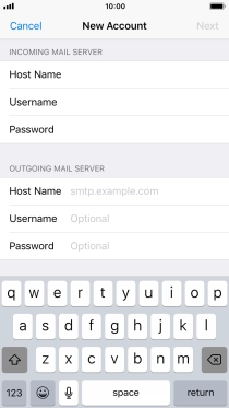 Press Host Name and key in the name or IP address of your email provider's outgoing server. Please note that if you can't send email messages when using your email provider's outgoing server, key in smtp.vodafone.net.au (Vodafone's outgoing server).