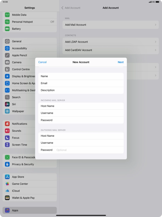 Press Password and key in the password for your email account. Please note that if you're using Vodafone's outgoing server, leave the password field empty.