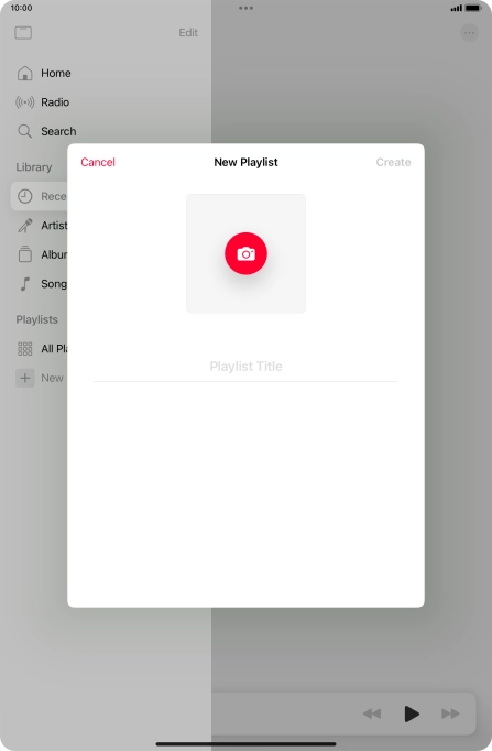 Press the text input field and key in a name for the playlist.