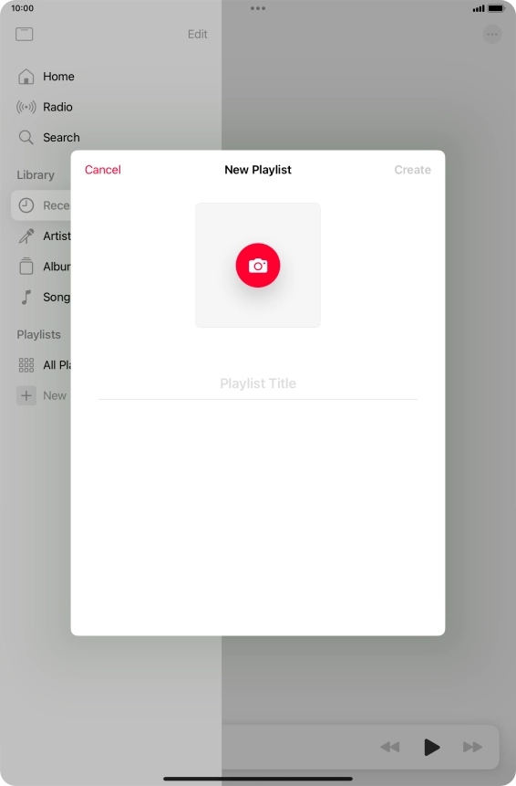 Press the text input field and key in a name for the playlist.
