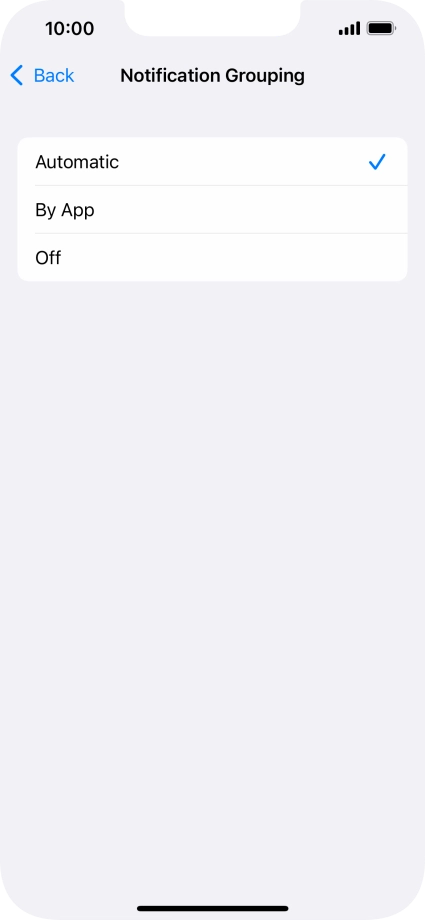 Press the required setting.