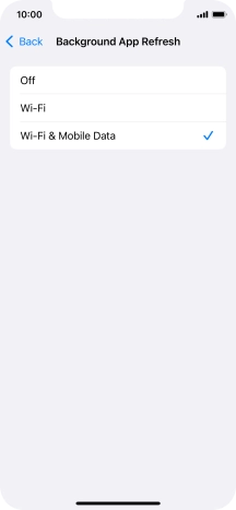 To turn off background refresh of apps, press Off.