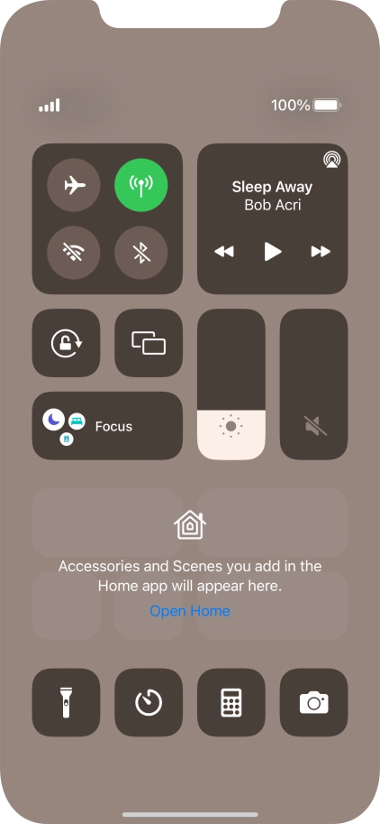 Press the flight mode icon to turn the function on or off.