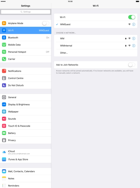 Press the required Wi-Fi network.