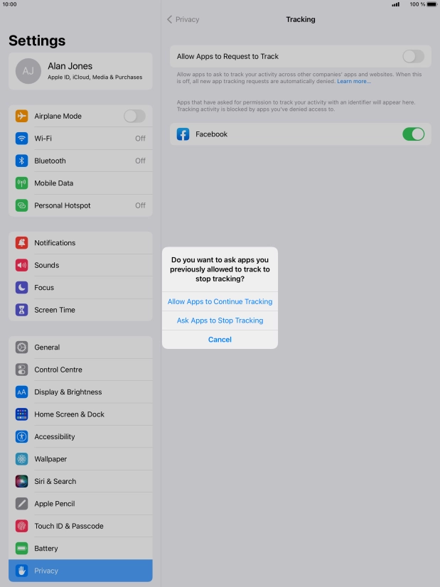 If you turn off the function, press the required setting.