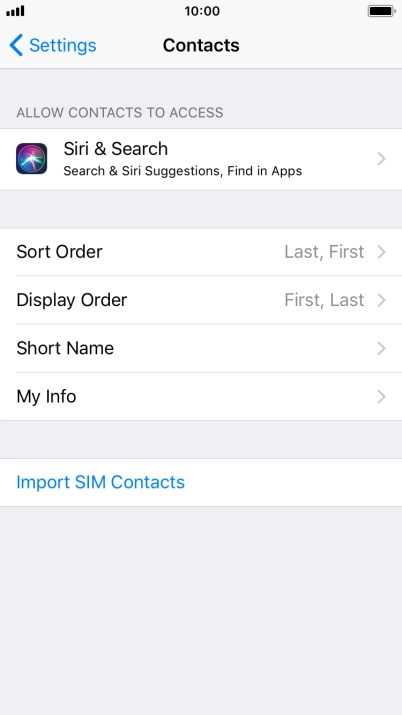 Press Import SIM Contacts.