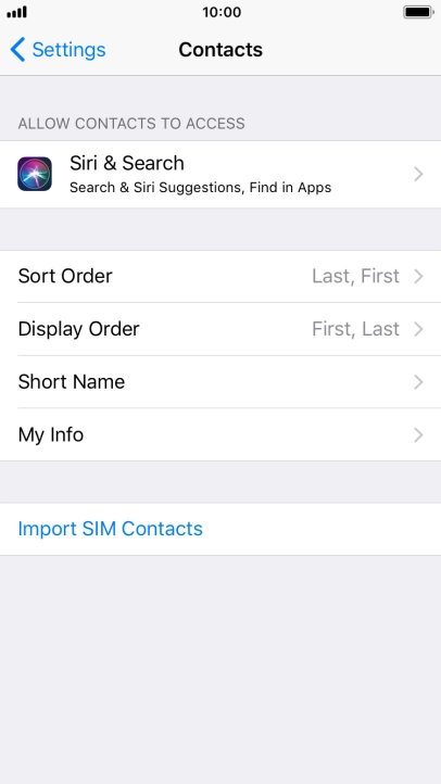 Press Import SIM Contacts.