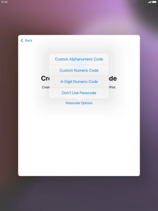 Follow the instructions on the screen to turn on use of lock code or press Don't Use Passcode.
