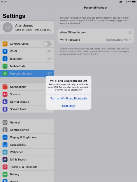 If Wi-Fi is turned off, press Turn on Wi-Fi and Bluetooth.