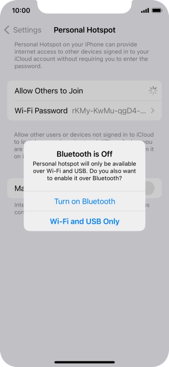 If Wi-Fi is turned on, press Wi-Fi and USB Only.