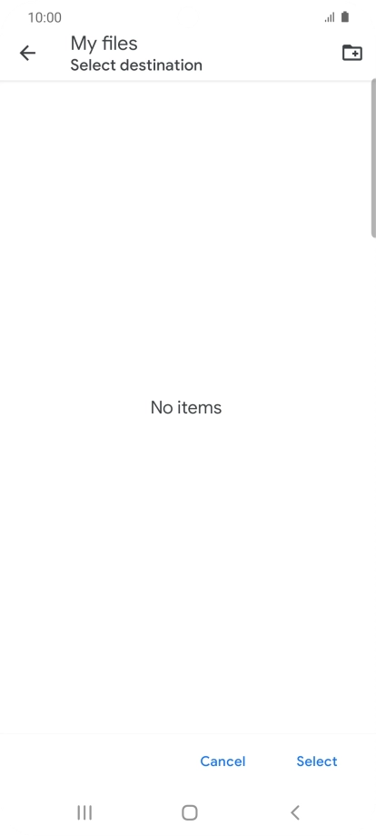 To create a new folder, press the new folder icon and follow the instructions on the screen to create a new folder.