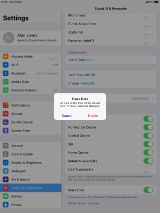 If you turn on the function, press Enable.