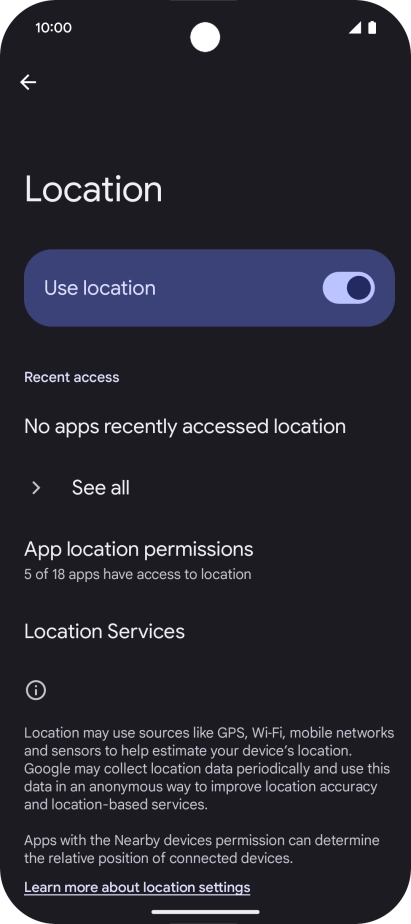 Press App location permissions.