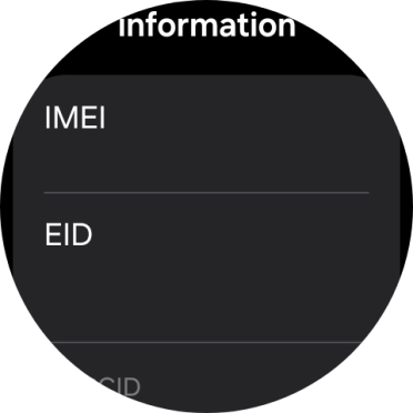 Your smartwatch's EID number is displayed below EID.
