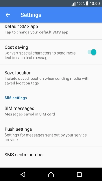Press SMS centre number.
