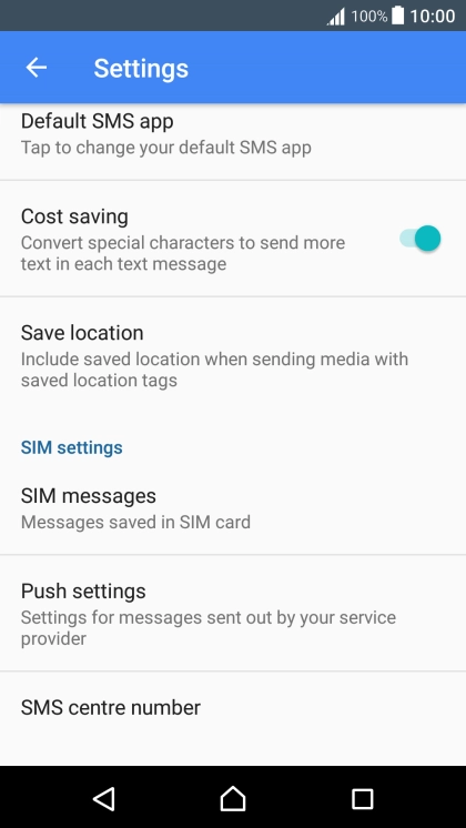 Press SMS centre number.