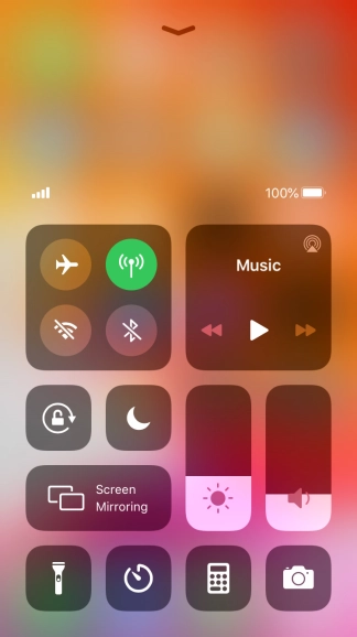 Press the flight mode icon to turn the function on or off.