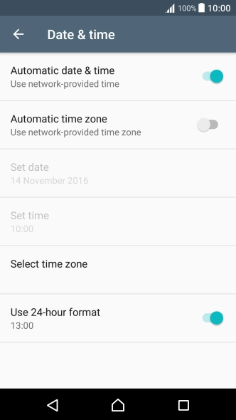 Press Automatic time zone to turn on the function.