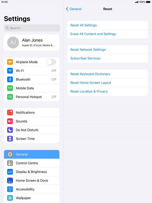 Press Reset All Settings.