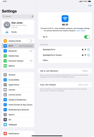 Press the required Wi-Fi network and key in the password for the Wi-Fi network.