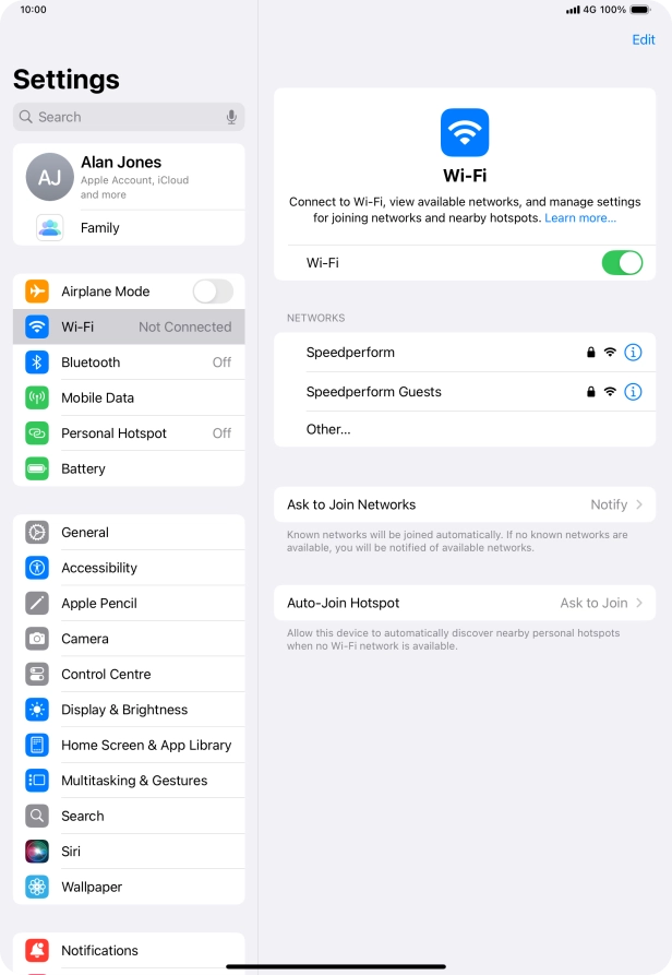 Press the required Wi-Fi network and key in the password for the Wi-Fi network.