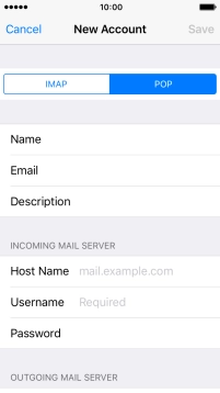 Press Host Name and key in the name your email provider's incoming server.