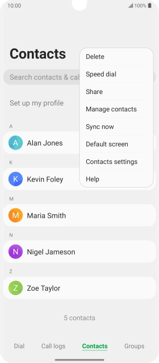 Press Manage contacts.